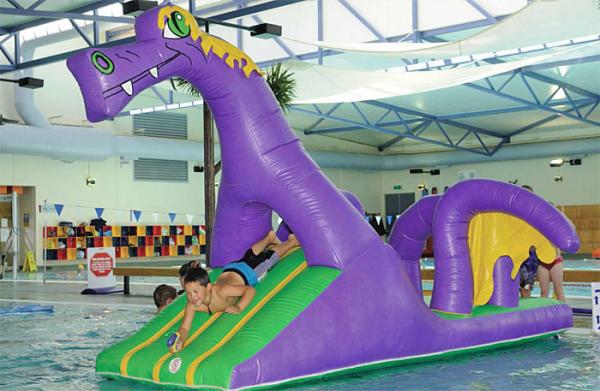 Quality Creative Purple Dragon Water Obstacle Slide For Swimming Pool Games for sale