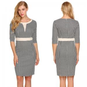 China Popular white and black gingham pencil dress on sale