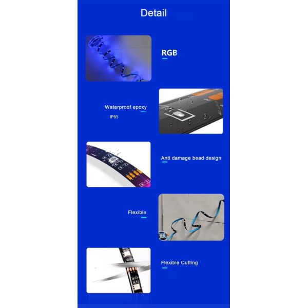 SMD 5050 USB 5V Pixel Addressable Led Lights Strips Adhesive