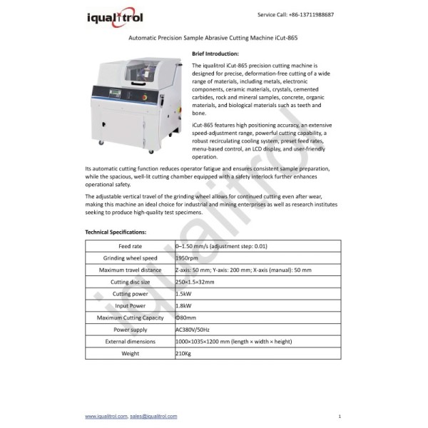 Automatic Precision Sample Abrasive Cutting Machine with Cooling System for Organic Material
