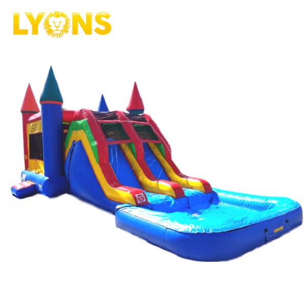 Quality Blue Red Combo Slide Pool Inflatable Bouncy Castle For Water Park 7*4*4m for sale