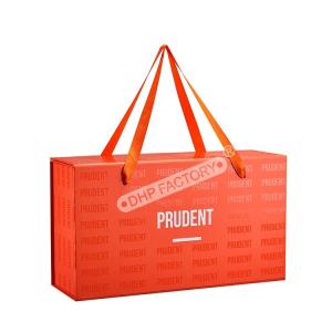 Wholesale Luxury Glossy UV Logo Rigid Collapsible Box With Ribbon Handle from china suppliers