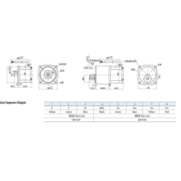 dc gear motor brushless 120w 90m