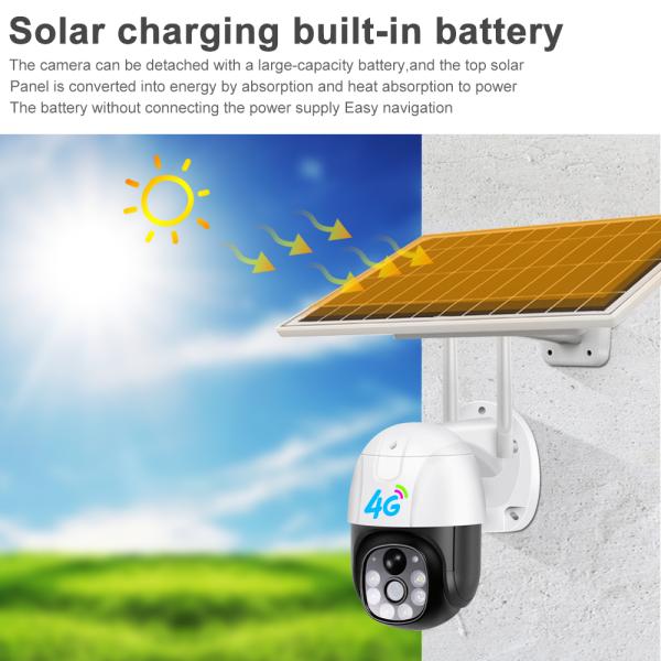 plastic outdoor low power consumption mini 1080P 2MP 4G WIFI PT camera solar security system