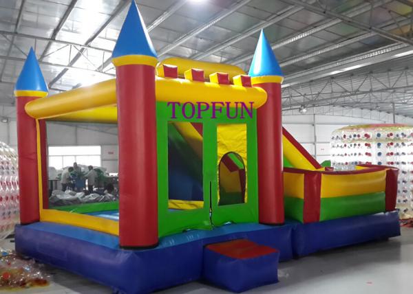 Quality Outdoor Amusement Park 6 x 5 m PVC Tarpaulin Inflatable Bouncy Castle With Slide for sale