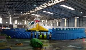 Wholesale Giant Inflatable Water park Suit with White Shark Water Slide and float toys from china suppliers