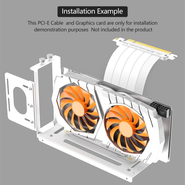 Vertical GPU Mount Bracket with 2 Slots and Durable Metal Construction for eGPU Dock in White