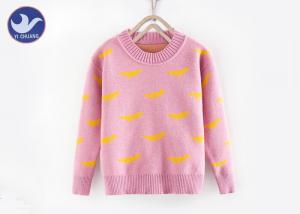 Wholesale Dinosaur Jacquard Pullover Sweater Girls , Double Layer Crew Neck Knitted Jumper from china suppliers