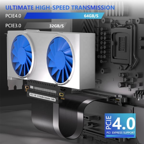 16X Interface PCIe Riser Cable with 28CM Length Flexible Cable for GPU Extension