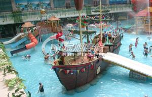 OEM Pirate Ship Kids water slide playground for Park Play Equipment with Water Spray