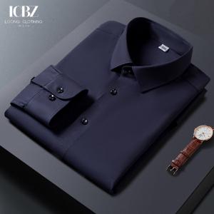 Wholesale LCBZ Custom Embroidery Logo No Iron Business Mens Button down Long Sleeve Cotton White Casual Shirts from china suppliers