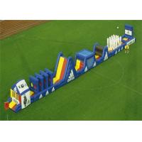Blue Long Inflatable Obstacle Course Combo For Outdoor Blow Up Games