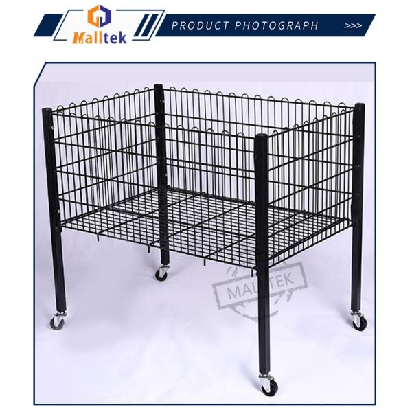 Custom Promotion cage Capacity Stackable Wire Baskets With Wheels