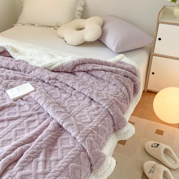 Jacquard Double Layer Flannel Throw Winter Fleece Sherpa Blanket 3ps Quantity Grade
