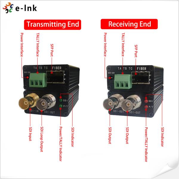 Backward RS485 Data SDI To Optical Fiber Converter With Tally Signal / Backward RS485