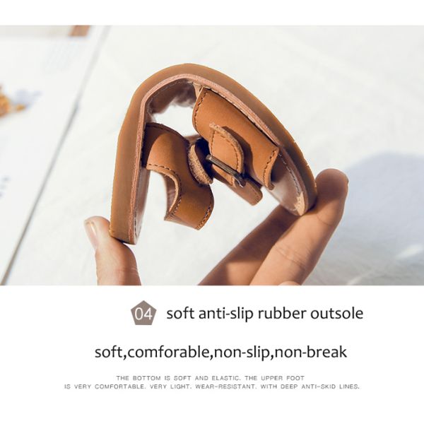 Magic Tape Cowhide Children Shoes Sandals
