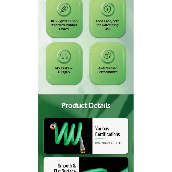 10m/20m UV Resistant Lightweight Garden Hose with Quick Connect Coupling