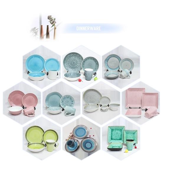 16pcs Ceramic Stoneware Dinner Sets Reactive Glaze Ecofriendly Irregular Design