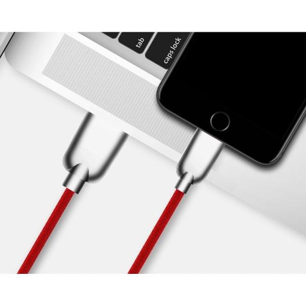 Metal Alloy Nylon Braided USB Data Cable 3 Feet 8 Pin 2A For IPhone Fast Quick Charging
