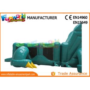 Green Shark Inflatable Obstacle Course Tunnel / Assault Course Bounce House