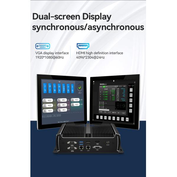 Black Fanless Industrial PC Mini Computer Intel Core Dual LAN Dual Display Asynchronous Output 1135G7U
