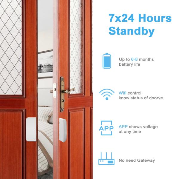 Tuya Smart Home Voice Control Wireless Portable Wifi Or Zigbee Door Sensor By Google Home And Alexa