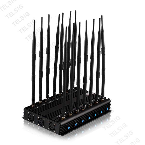 Long Range 14 Antennas Wireless Signal Jammer Aluminum Alloy Shell Black Color
