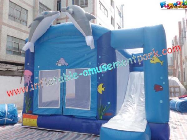 Quality Blue Outdoor Inflatable Bouncer Slide Commercial With Castles for sale