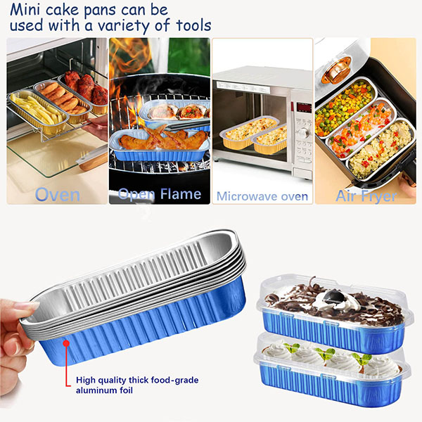 Oven Baking Cake Non-stick Disposable Rectangle Aluminum Bakeware Container Bread