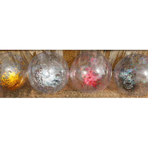 0.5m Small Inflatable Transparent Beach Ball With Glitter Inside For Beach Pool Parties