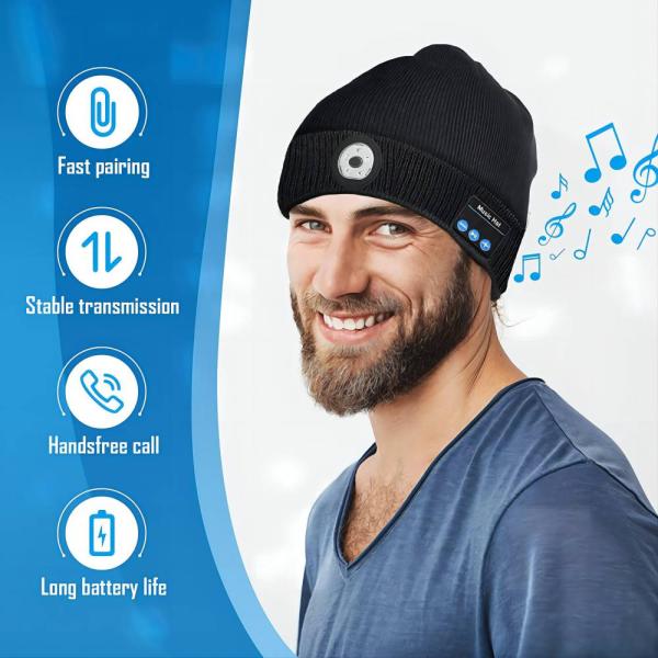 LED Bluetooth Video Hat,5.0-megapixel HD resolution Wearable Portable Video camera with music enjoy headlamp for Patrol