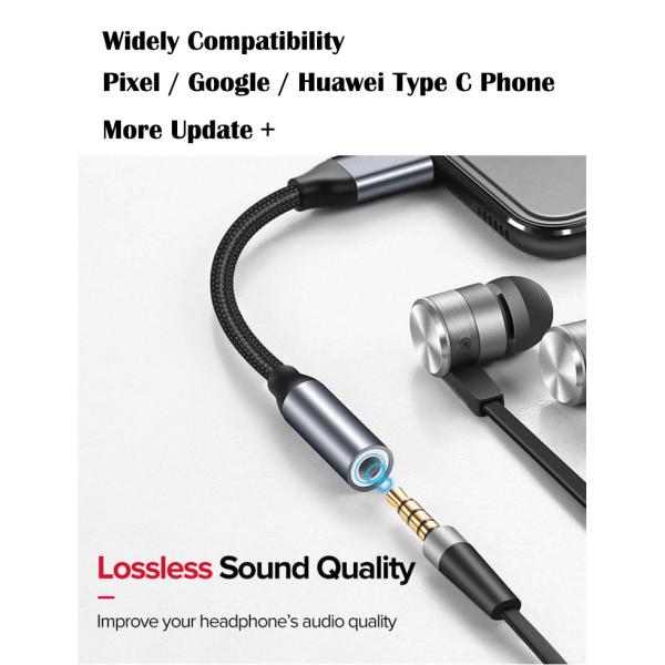 High Compatible DAC USB Type C to AUX 3.5mm Audio Cable Adapter for Samsung Pixel Google Phone
