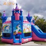 Commercial Unicorn Inflatable Bounce Combo Slide Bouncy Castle For Sale