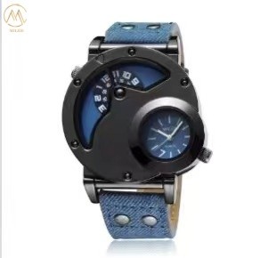 Creative Design Quartz Watch With Durable Denim Leather Strap For Teenagers