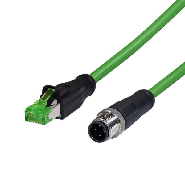 Waterproof M12 D-Coded Cirtular To RJ45 Ethernet Cable RJ45 Patch Cord With M12 Connector