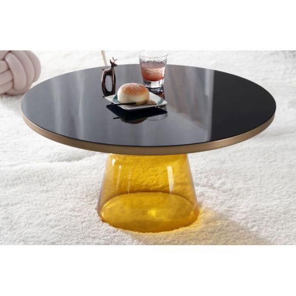 Modern Nordic Style Glass Base round table yellow Bell Side Table
