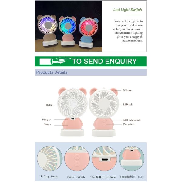 Linglong Rabbit fan usb rechargeable promotional plastic hand held fan