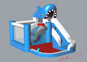 China 2.72x3.58x2.85mH Inflatable Bounce House Water Slide Shark Shape on sale