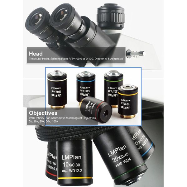Inverted Metallurgical Optical Microscope Trinocular Compound Optical Microscope