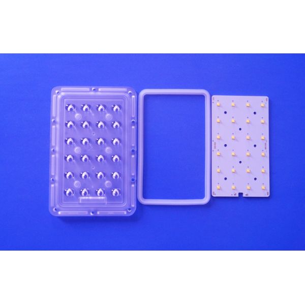 24 Points 145x75 Degree Asymmetric Led Street Light Optical Lens With 3535 PCB Module