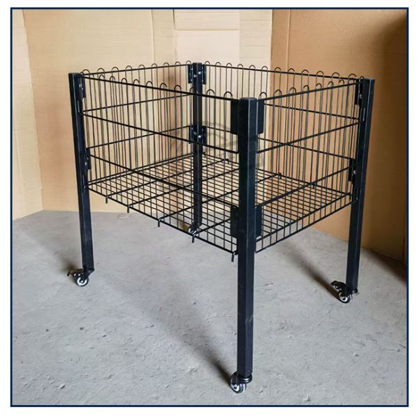 Custom Promotion cage Capacity Stackable Wire Baskets With Wheels