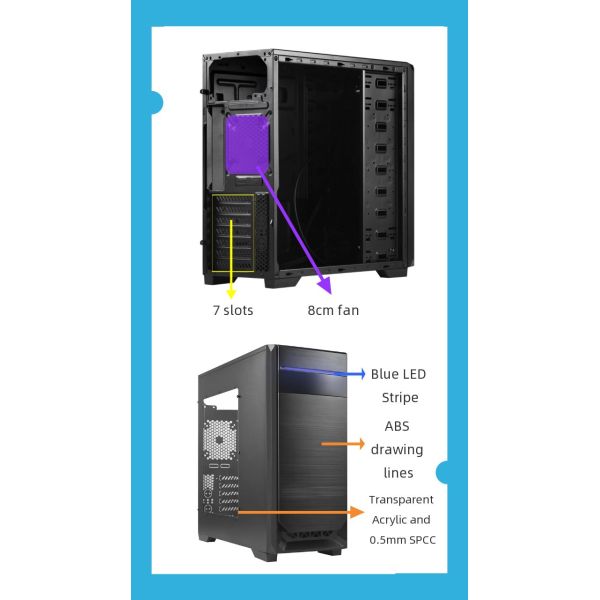 ATX SPCC Desktop Computer Cabinet For Office Or Home