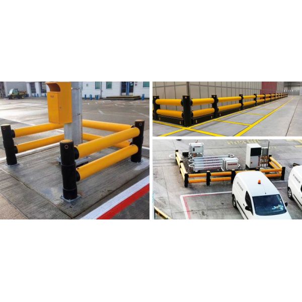 Double Rail Fence Warehouse Safety Barrier Traffic Guardrails