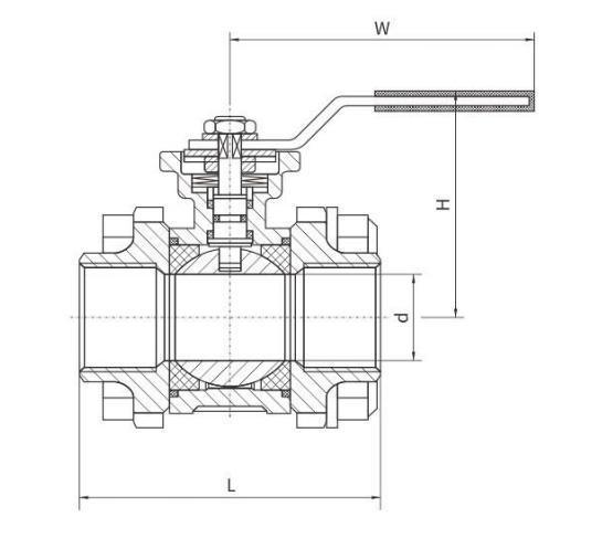 US Three Piece Butt Welded Ball Valve with High Mounting Pad and Relief Function