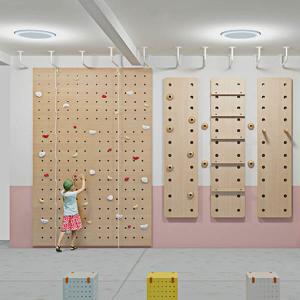 China Mixed Color Wooden Rock Climbing Wall Plywood Material Auto Belay System on sale