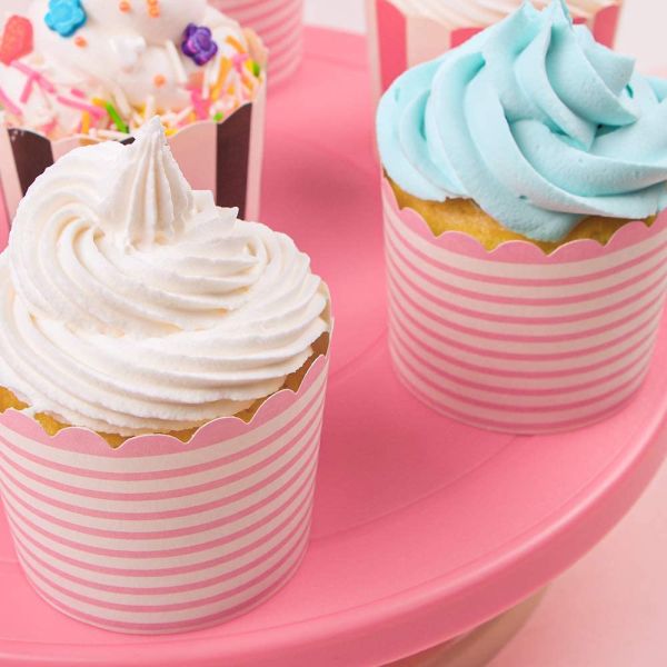 Pink Stripe Cake Dessert Paper Non Stick Baking Cups