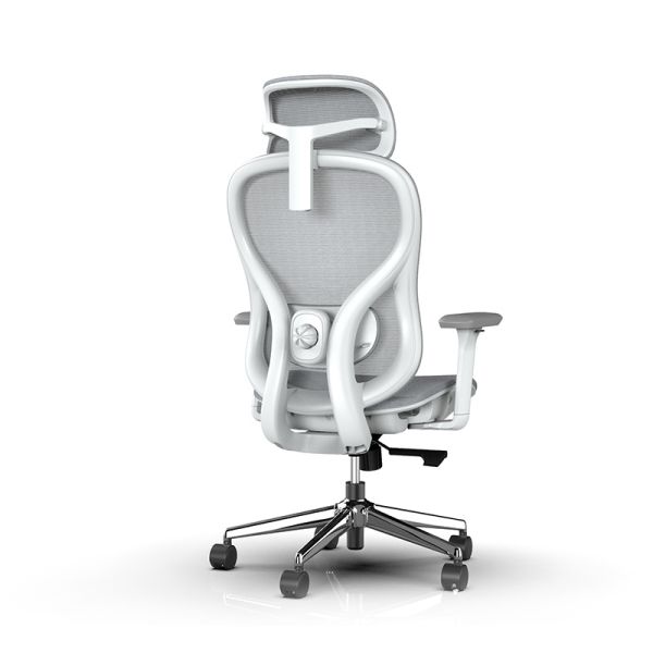 Grey full mesh ergonomic office chair rear view