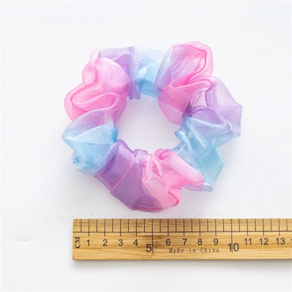 Tie dye clear rainbow color collar-scrunchie accessories headdress European American lady hair tie rope rubber band