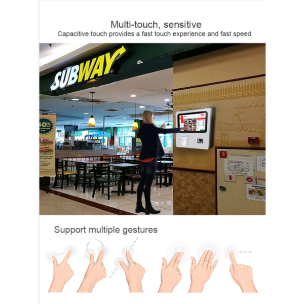 15.6 Inch WiFi Wall Mount Self Service Payment Touch Screen Kiosk Supporting Customization