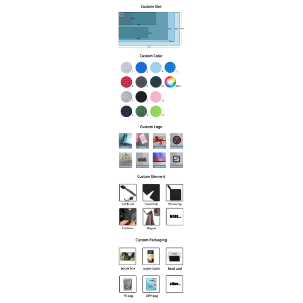 Square Woven Microfiber Waffle Golf Towel With Cuatom Package